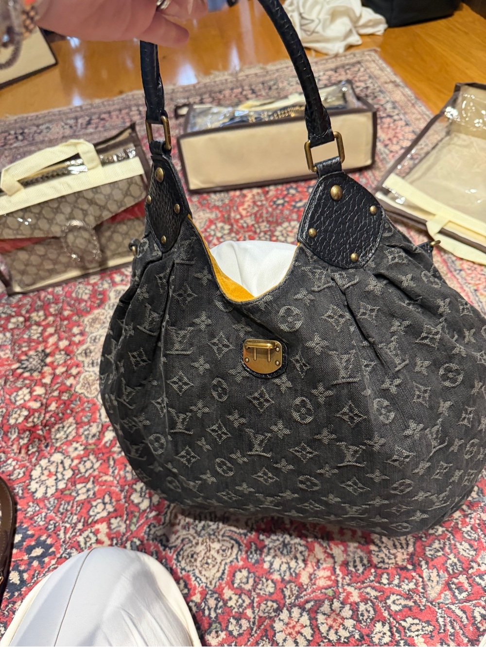 Louis Vuitton Gray Monogram Canvas Hobo with Yellow Interior - Picture 2 of 8